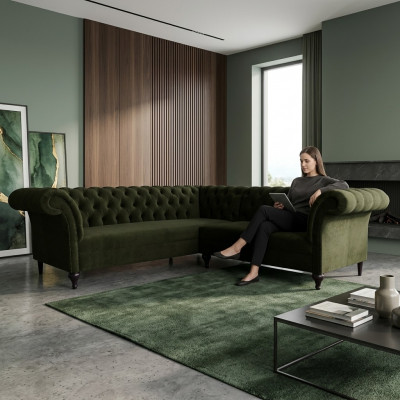 Chesterfield-hoekbank hoekbank designerbank bankstel fluweel lederen sofa SLIII bank