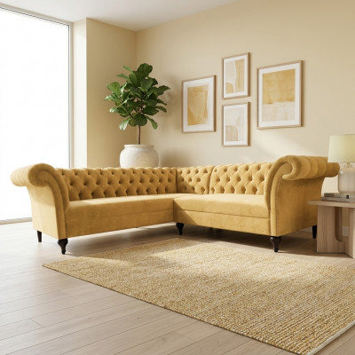 Chesterfield hoekbank hoekbank designerbank bankstel fluwelen leren bankstel