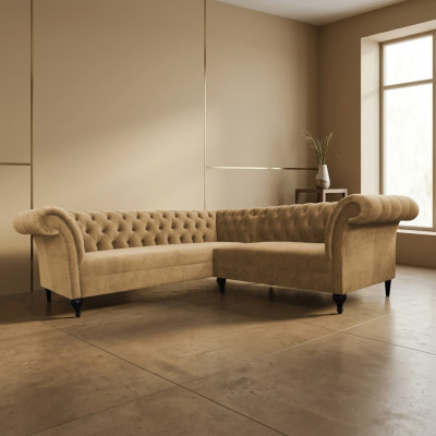Chesterfield hoekbank hoekbank moderne designbank bankstel fluweel leren bankstel