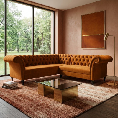 Chesterfield hoekbank designbank sofa bank fluwelen leren sofa