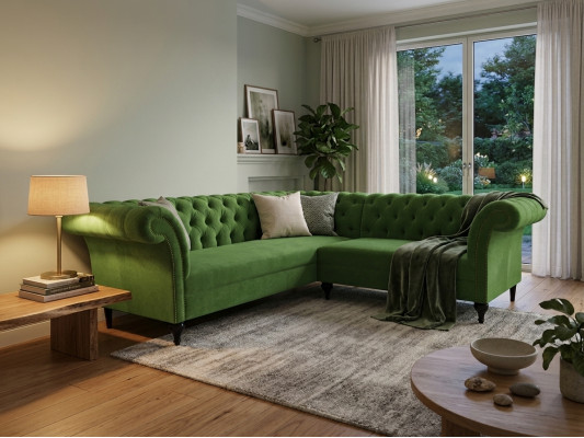 Groene Stijlvolle Hoekbank Chesterfield Bank L-vorm Designer Banken Bekleding Meubels