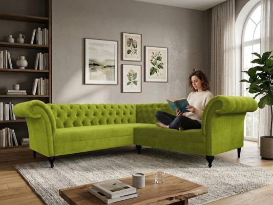 Chesterfield hoekbank hoekbank ontwerper bank fluwelen leren bankstel SLIII bank nr. 96
