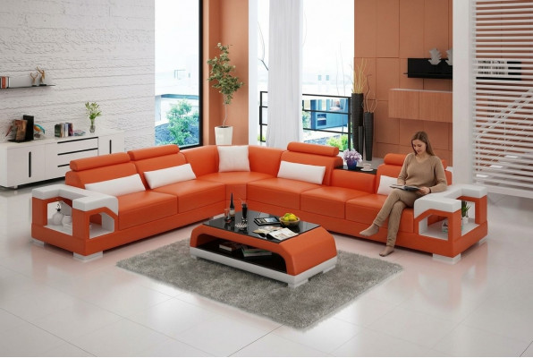 Bank leren bank bank woonlandschap hoek hoekbank modern ontwerp garnituur