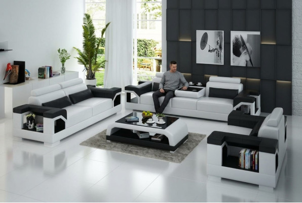 Leren bank Bank Woonlandschap 3+2+1 Zits Modern Amalgaam Ontwerp Bankstel