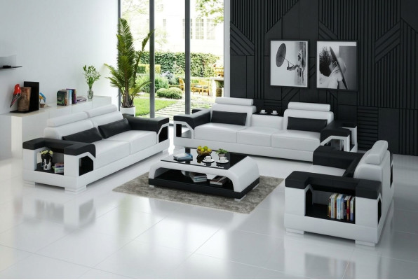 Leren bank Bank Woonlandschap 3+2+1 Zits Modern Amalgaam Ontwerp Bankstel