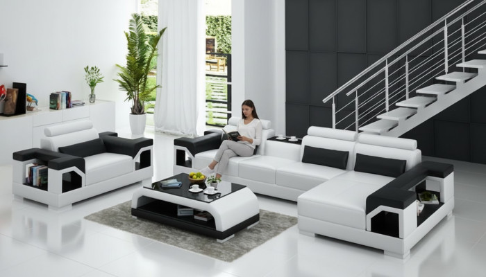Leren bank woonlandschap hoekbank fauteuil bankstel design moderne bank G8010E