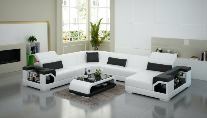 Leren bank Bank Woongroep Hoekbank Hoek Set Design Modern Bankstel G8014 Nieuw