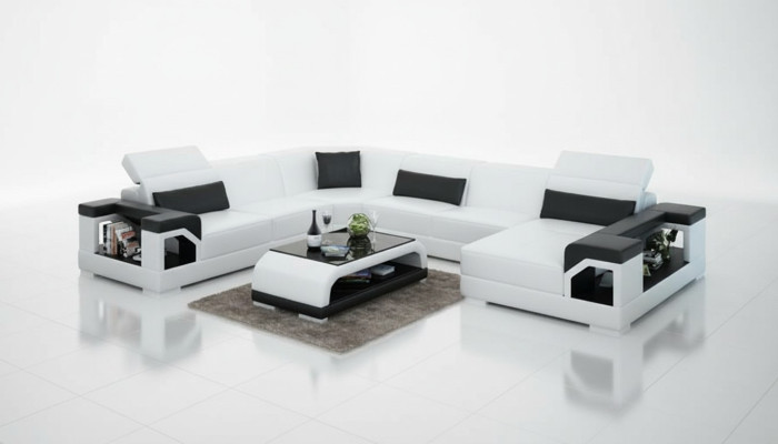 Leren bank Bank Woongroep Hoekbank Hoek Set Design Modern Bankstel G8014 Nieuw