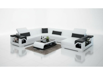 Leren bank Bank Woongroep Hoekbank Hoek Set Design Modern Bankstel G8014 Nieuw
