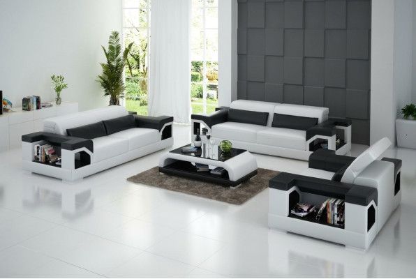 Ledersofa Bank Bankstel Set 3+2+1 Zits Bankstel Ontwerp Modern Sofa