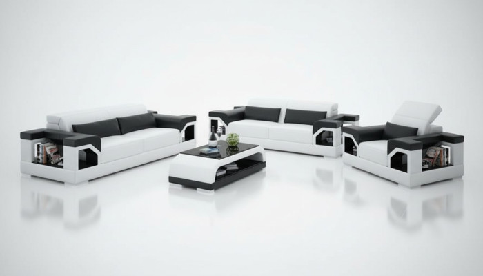 Ledersofa Bank Bankstel Set 3+2+1 Zits Bankstel Ontwerp Modern Sofa