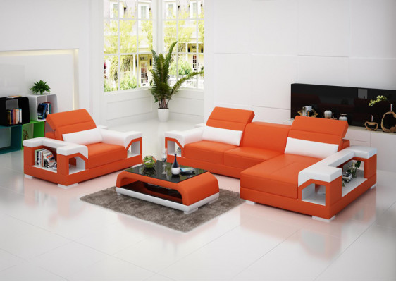 Lederen bank bank woonlandschap hoekbank fauteuil set garnituur modern bankstel.