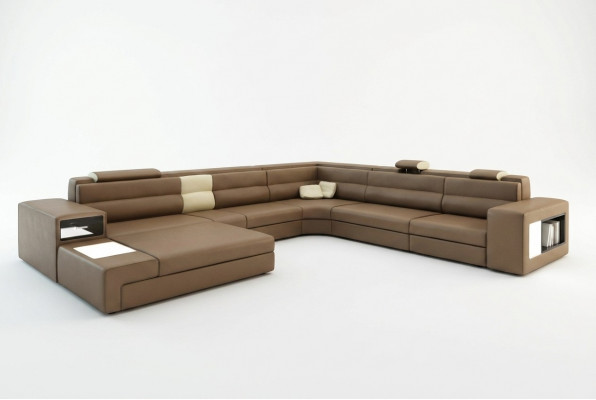 Lederen bank bank woonlandschap hoekbank fauteuil set garnituur modern bankstel.