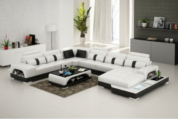 Leren bank Bank Woonlandschap Hoek Hoekbank Bank Modern Design Set