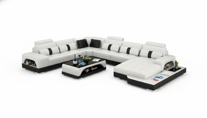 Leren bank Bank Woonlandschap Hoek Hoekbank Bank Modern Design Set