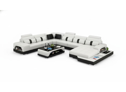 Leren bank Bank Woonlandschap Hoek Hoekbank Bank Modern Design Set