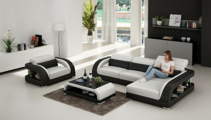 Leren bankbank woonlandschap hoekbank fauteuil set suite design bankstel