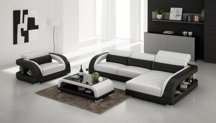 Leren bankbank woonlandschap hoekbank fauteuil set suite design bankstel