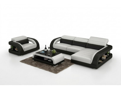 Leren bankbank woonlandschap hoekbank fauteuil set suite design bankstel