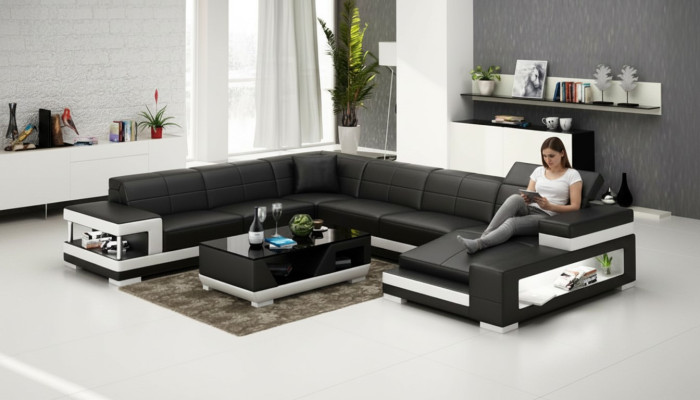 Leren bank Bank Woonlandschap Hoekbank Hoekbank Ontwerp Modern Bankstel G8017