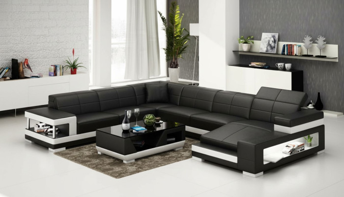 Leren bank Bank Woonlandschap Hoekbank Hoekbank Ontwerp Modern Bankstel G8017