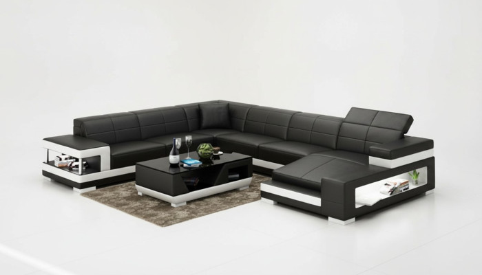 Leren bank Bank Woonlandschap Hoekbank Hoekbank Ontwerp Modern Bankstel G8017