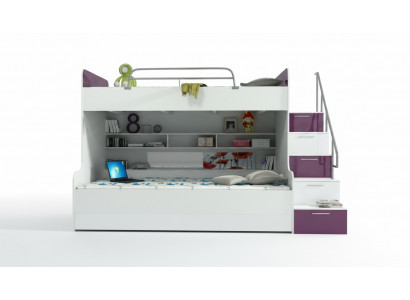 Stapelbed Stapelbed Bed Kinderbed Tienerbed Hoogslaper Nieuw Paars/Wit