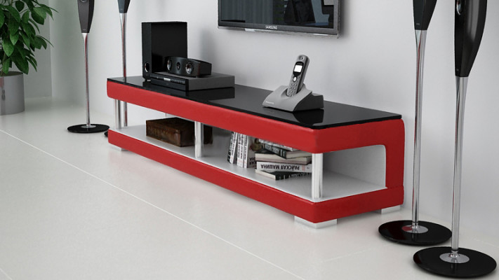 RTV TV meubel Lederen glazen tafel Televisiekast Lage tafel Mo.C