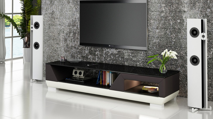 RTV TV dressoir Leder Glas Tisch televisiekast Tabel Lowboard Mo.I