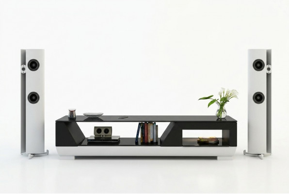 RTV TV dressoir Leder Glas Tisch televisiekast Tabel Lowboard Mo.I