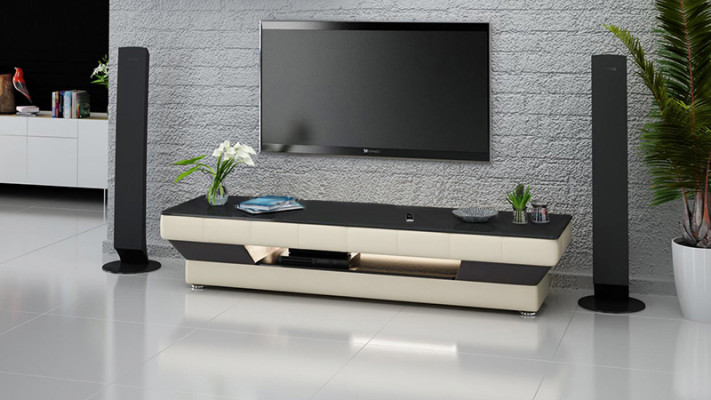 RTV TV dressoir Leder Glas Tabelle Fernsehschrank Tabelle Lowboard Mo.J