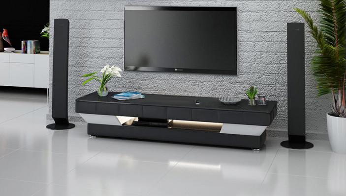 RTV TV dressoir Leder Glas Tabelle Fernsehschrank Tabelle Lowboard Mo.J