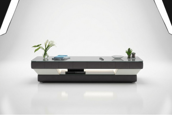 RTV TV dressoir Leder Glas Tabelle Fernsehschrank Tabelle Lowboard Mo.J