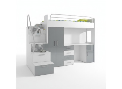 Jongerenbed Compleet Slaapkamerontwerp Kinderbed Bedden Kast Tafel GRIJS