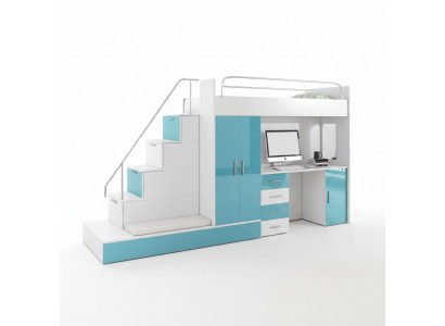 Stapelbed Slaapbed Bed Kledingkast Tienerkamer Kast Bureau