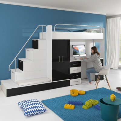 Jeugdkamer bed stapelbed stapelbed bureau kledingkast RAJ 5S