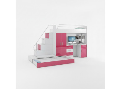 Stapelbed Tweepersoonsbed Bed Kledingkast Tienerkamer Kast Bureau