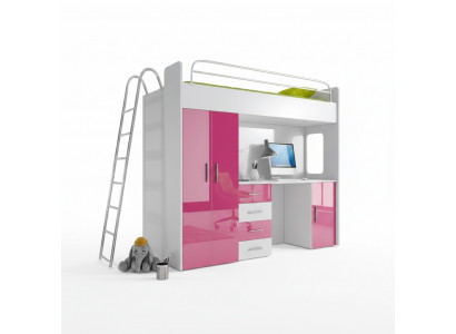 Exquise stapelbed + bureau + kledingkast modern design voor uw baby gemaakt van hout.