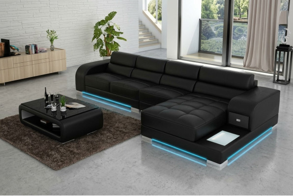 Ledersofa Bank Bank Woonlandschap Hoek Modern Hoekbank Ontwerp Set