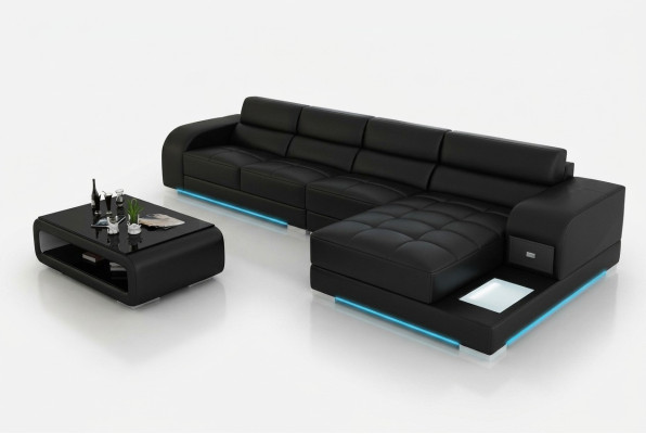 Ledersofa Bank Bank Woonlandschap Hoek Modern Hoekbank Ontwerp Set