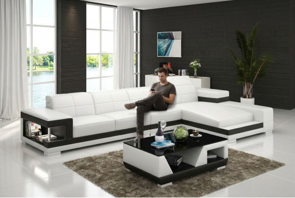 Bank Leren Bank Bank Woongebied Hoek Modern Hoekbank Ontwerp Stel