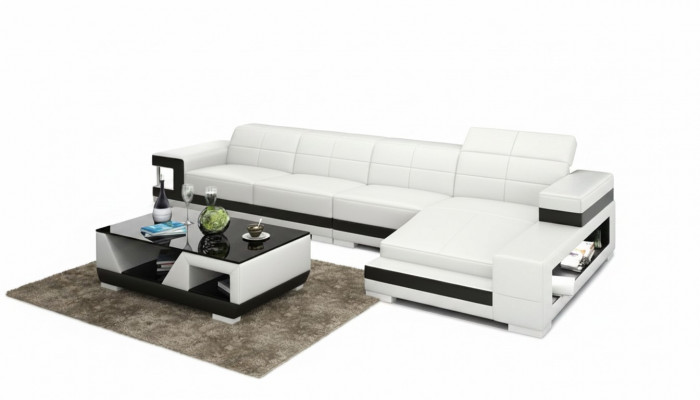 Bank Leren Bank Bank Woongebied Hoek Modern Hoekbank Ontwerp Stel