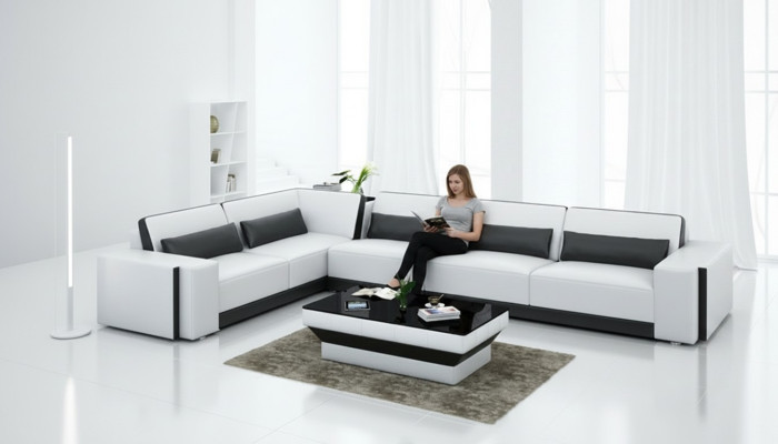 Lederen bankstel Hoekbank Woonlandschap Modern Hoekbank Ontwerp Garnituur Bank