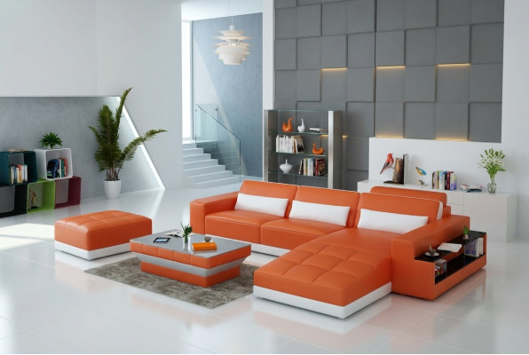 Leren bank Bank Woonlandschap Hoekbank Hoekmeubel Design Modern Bankstel G8019E
