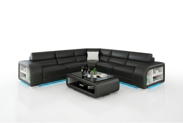 Lederen bank Bank woonlandschap Decor Modern Hoekbank Design Set