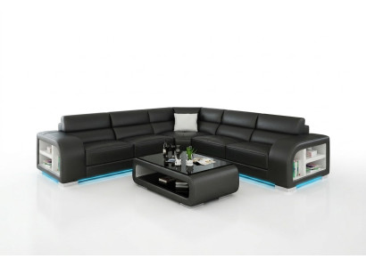 Lederen bank Bank woonlandschap Decor Modern Hoekbank Design Set