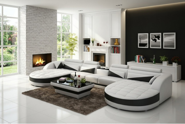 Leren bank Bank leefomgeving Hoekbank Hoekbank Set Ontwerp Modern Bankstel G8018D