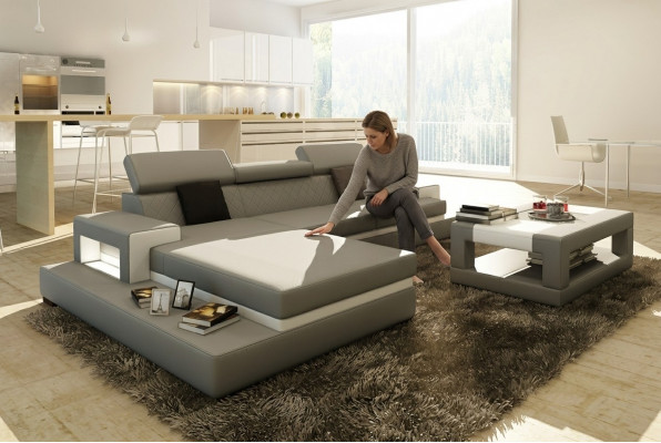 Hoekbank gestoffeerde bank bank bank woonlandschap set zitting hoek textiel leer