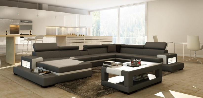 Leren bank Bank Hoekbank U-vorm Bank Woonlandschap Designerstoel Hoek