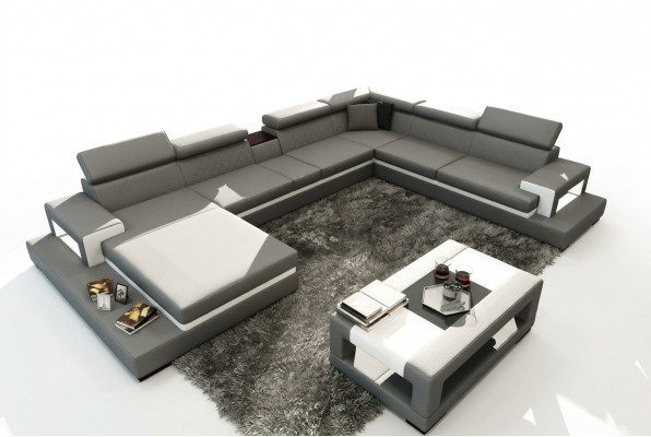 Leren bank Bank Hoekbank U-vorm Bank Woonlandschap Designerstoel Hoek